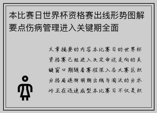 本比赛日世界杯资格赛出线形势图解要点伤病管理进入关键期全面